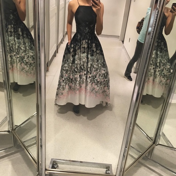 Betsy & Adam Hi-Low Halter Neck Prom Gown - Picture 3 of 6